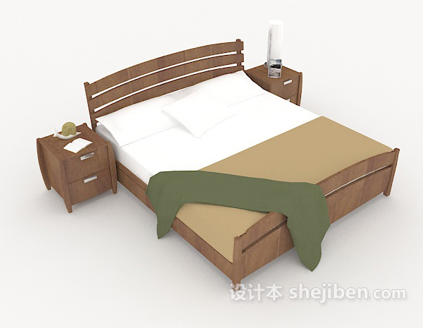 常见家居双人床3d模型下载