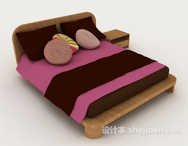 免费个性双人床3d模型下载