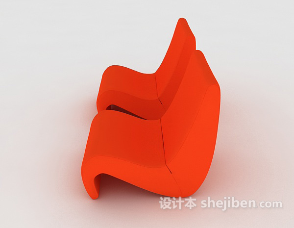 设计本个性简约橙色休闲椅组合3d模型下载