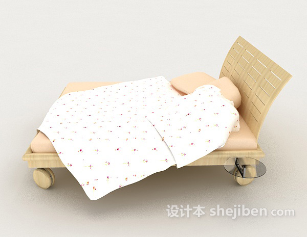 设计本现代可移动单人床3d模型下载