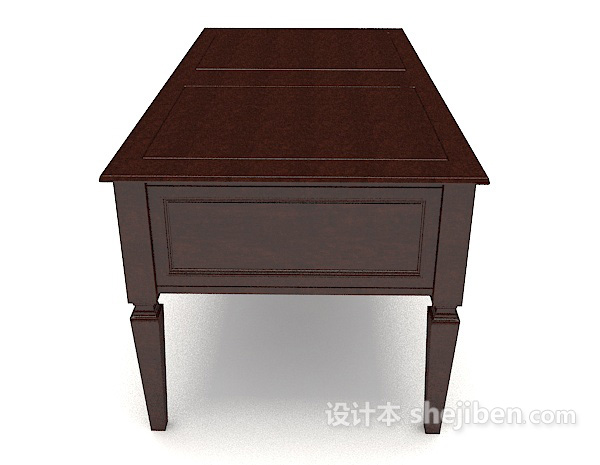设计本新中式棕色木质书桌3d模型下载