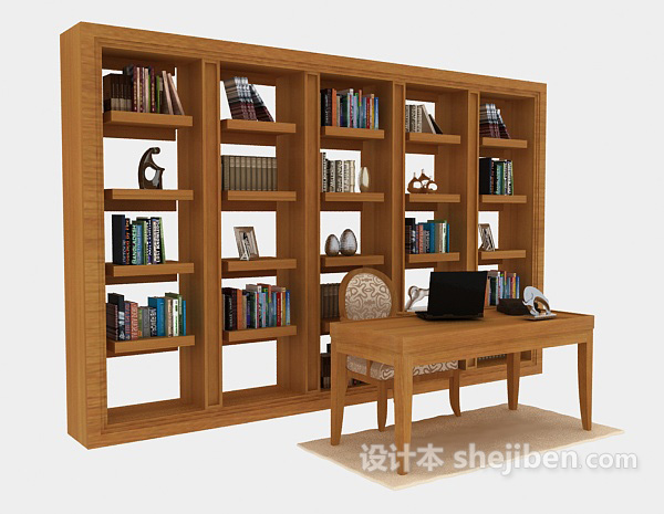 免费大型居家书柜3d模型下载