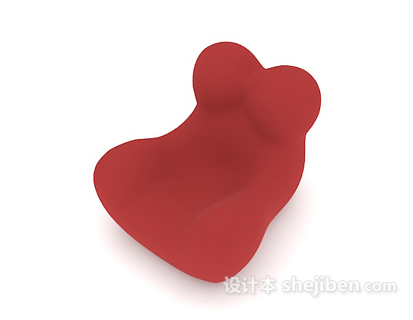 免费现代简约个性红色单人沙发3d模型下载