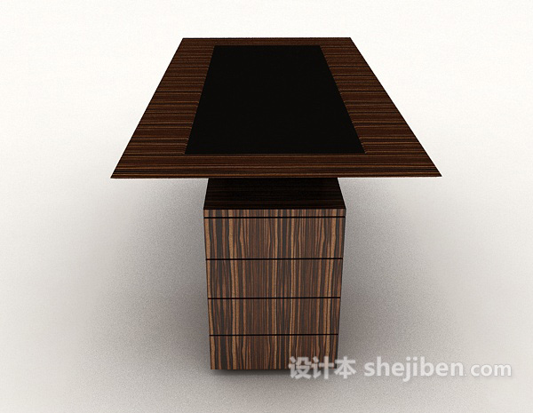 设计本个性木质长方书桌3d模型下载