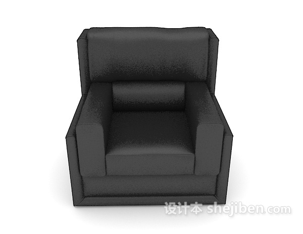 现代风格商务黑色单人沙发3d模型下载