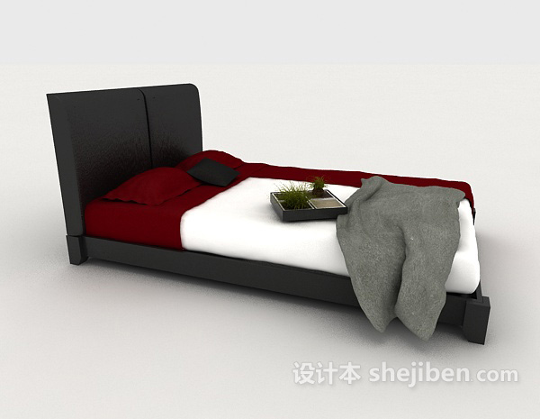 免费现代家庭床3d模型下载