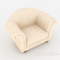 欧式家虐米黄色单人沙发3d模型下载
