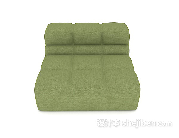 现代风格绿色方形休闲单人沙发3d模型下载