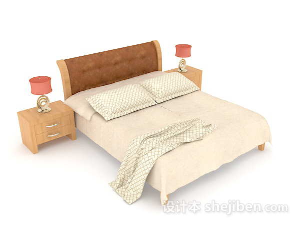 现代风格居家双人床3d模型下载