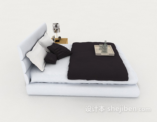 设计本现代居家双人床3d模型下载