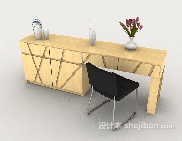 免费现代简单桌椅组合3d模型下载