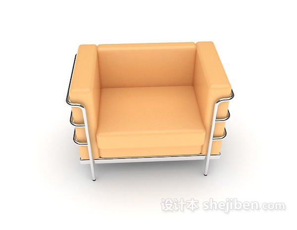 现代风格简约休闲橙色椅子3d模型下载