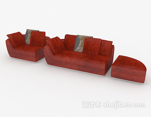 免费棕色个性组合沙发3d模型下载