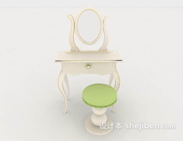 欧式风格简欧梳妆台椅3d模型下载