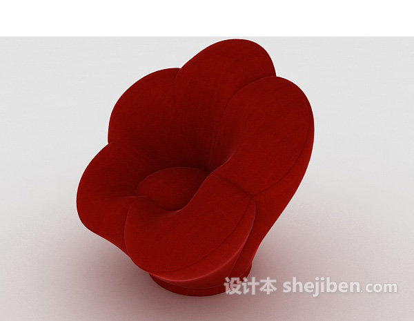 花朵形状红色单人沙发3d模型下载