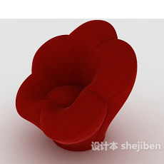 花朵形状红色单人沙发3d模型下载