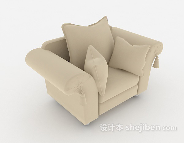 现代简约棕色单人沙发3d模型下载