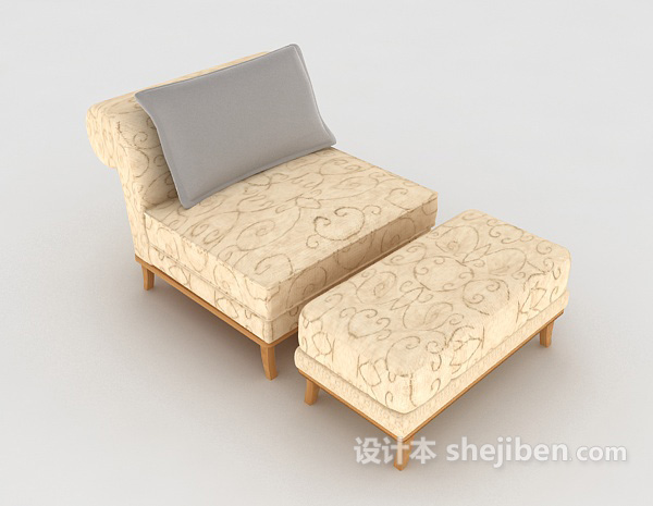 家居花纹黄色单人沙发3d模型下载