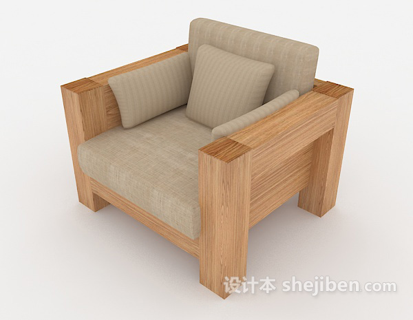 免费现代简约单人木质沙发3d模型下载