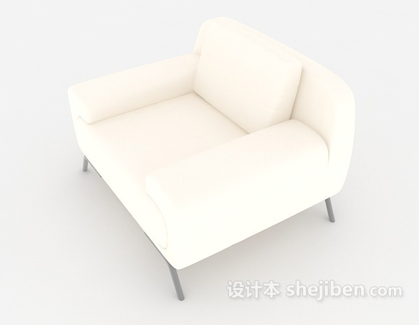 设计本白色方形单人沙发3d模型下载