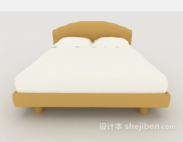 现代风格简单现代白色双人床3d模型下载