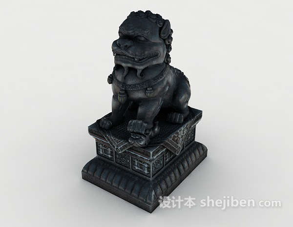 免费中式狮子雕塑3d模型下载