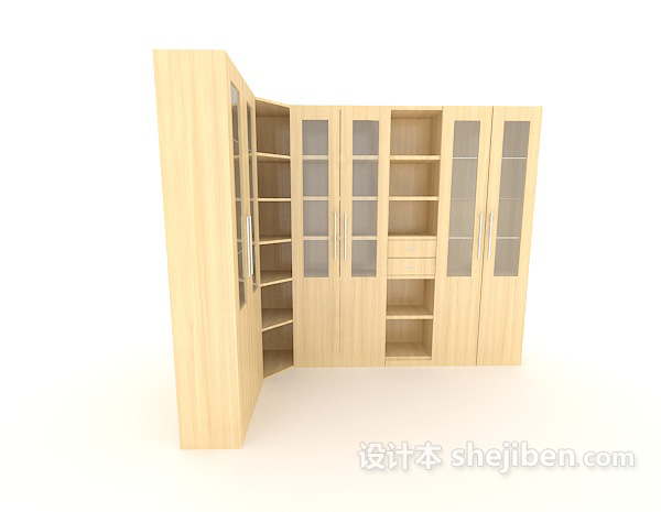 米黄色书柜3d模型下载