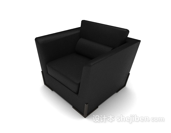 黑色简约商务方形单人沙发