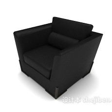 黑色简约商务方形单人沙发3d模型下载