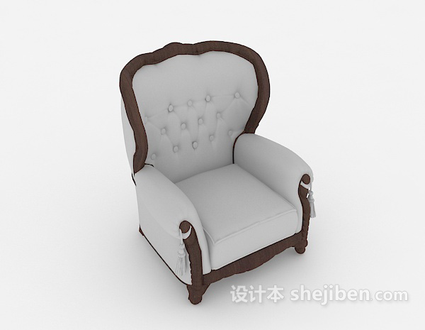 欧式简约灰色单人沙发3d模型下载