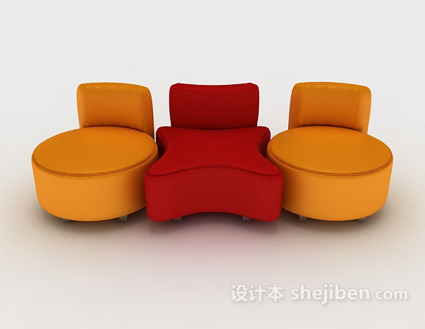 现代风格现代彩色沙发凳3d模型下载
