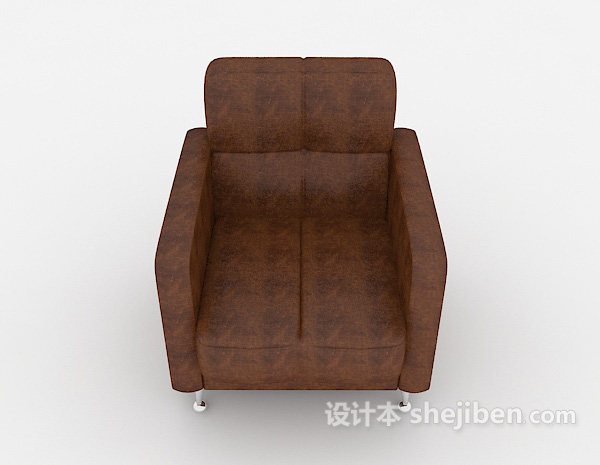 免费棕色简单皮质沙发3d模型下载