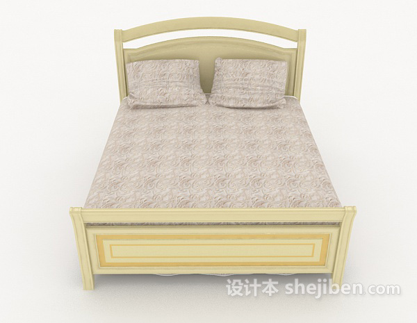 现代风格家居木质浅紫色双人床3d模型下载