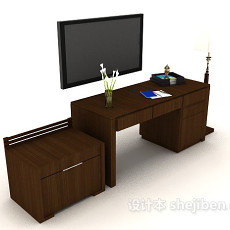 木质书桌3d模型下载