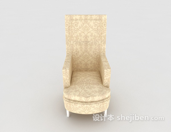 欧式风格欧式黄色花纹单人沙发3d模型下载