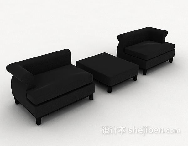 免费深灰色多人沙发3d模型下载