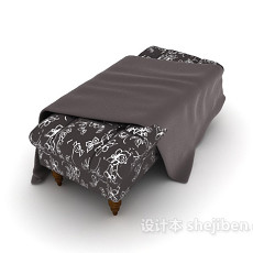 欧式黑白花纹沙发凳子3d模型下载