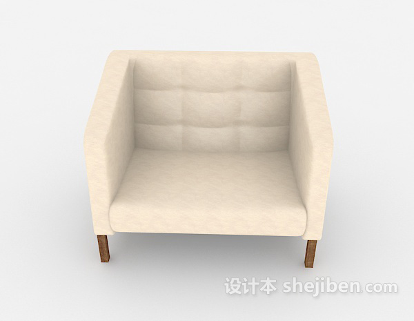 免费浅棕色方形简约单人沙发3d模型下载
