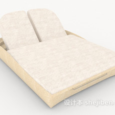 现代实木简单双人床3d模型下载