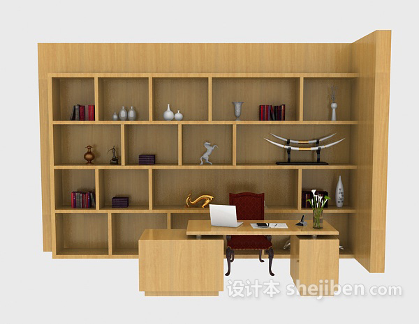 商务木质展示柜3d模型下载