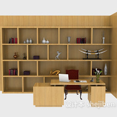 商务木质展示柜3d模型下载