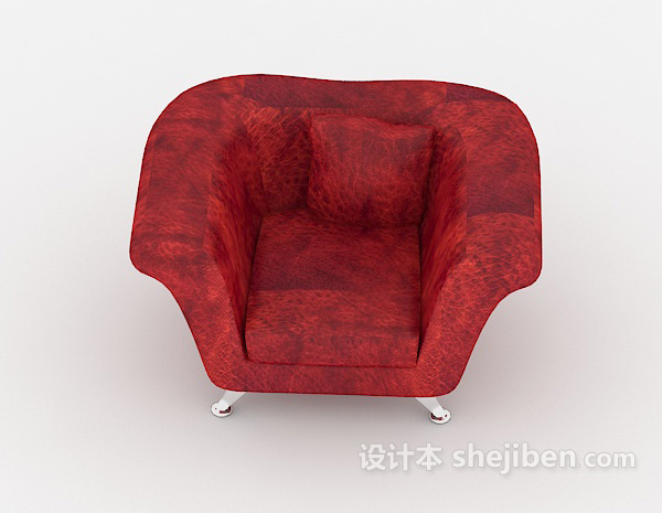 现代风格暗红色现代单人沙发3d模型下载