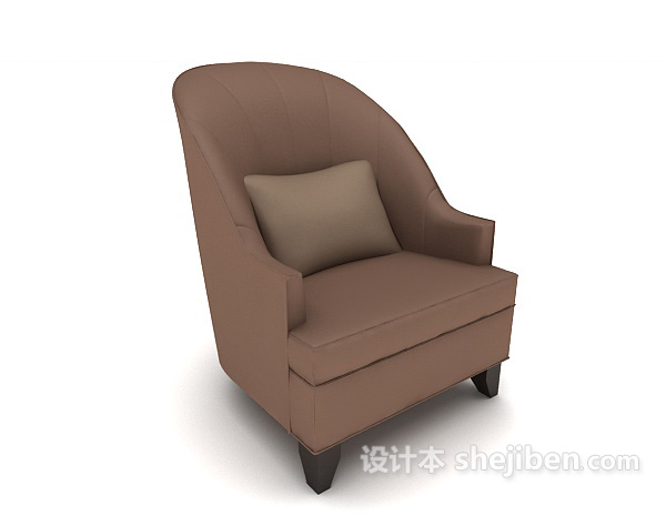 棕色休闲简约单人沙发3d模型下载