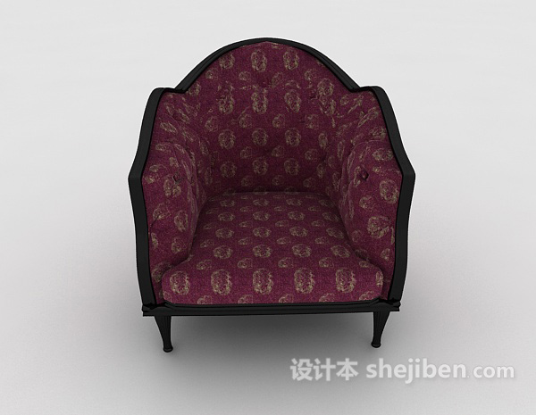 中式风格紫色复古沙发3d模型下载