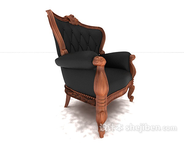 设计本欧式黑色沙发椅子3d模型下载