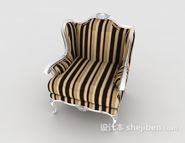 免费欧式个性条纹单人沙发3d模型下载