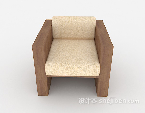 现代风格木质家居简约单人沙发3d模型下载