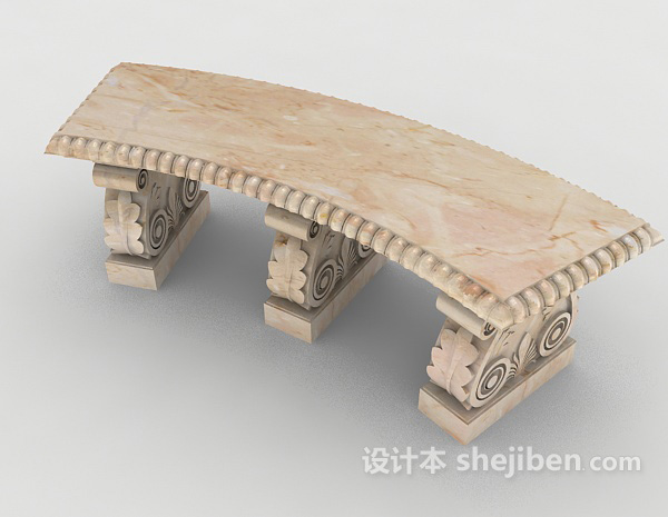 欧式风格欧式石板凳3d模型下载