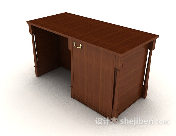 木质简约书桌3d模型下载