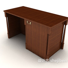 木质简约书桌3d模型下载